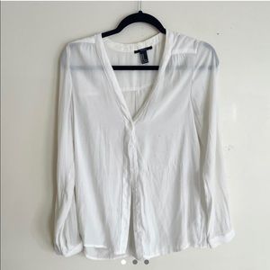 Forever 21 sheer white button down blouse